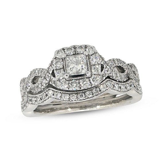 Previously Owned Neil Lane Princess-Cut Diamond Bridal Set 7/8 ct tw 14K White Gold Size