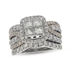 Thumbnail Image 1 of Previously Owned Princess-Cut Quad Diamond Bridal Set 3 ct tw 14K Two-Tone Gold Size 9.5