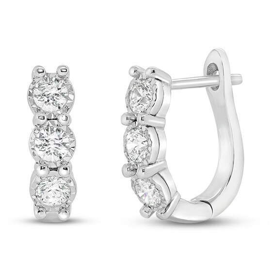 Previously Owned Diamond Hoop Earrings 1/2 ct tw 10K White Gold