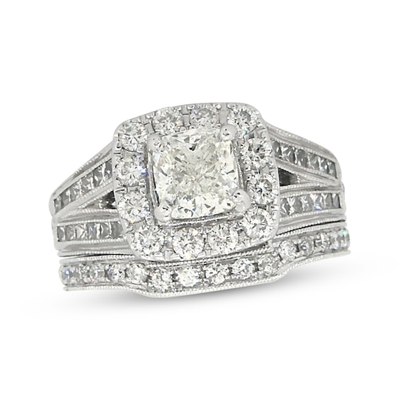 Previously Owned Neil Lane Cushion-Cut Diamond Bridal Set 2-1/2 ct tw 14K White Gold Size 5.75