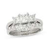 Thumbnail Image 1 of Previously Owned Princess-Cut Three-Stone Diamond Bridal Set 1-3/8 ct tw 14K White Gold Size 6