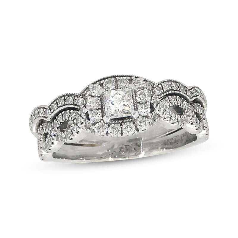 Main Image 1 of Previously Owned Neil Lane Princess-Cut Diamond Bridal Set 7/8 ct tw 14K White Gold Size 8.25