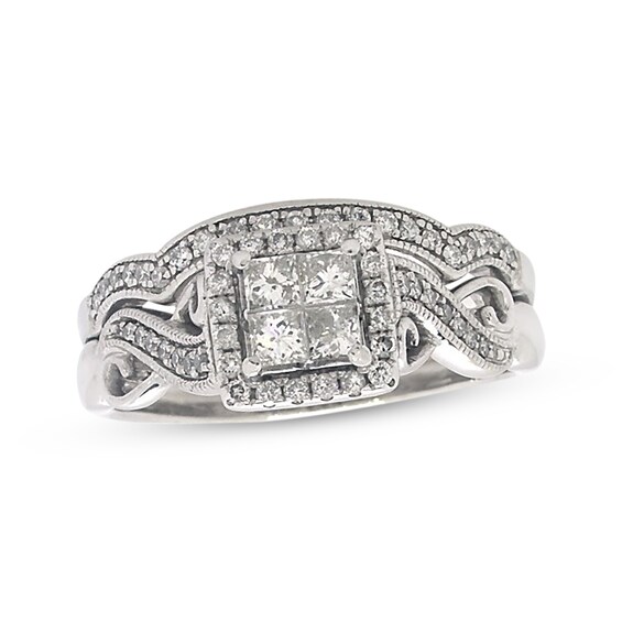 Previously Owned Princess-Cut Diamond Bridal Set 3/4 ct tw 14K White Gold Size 10.5