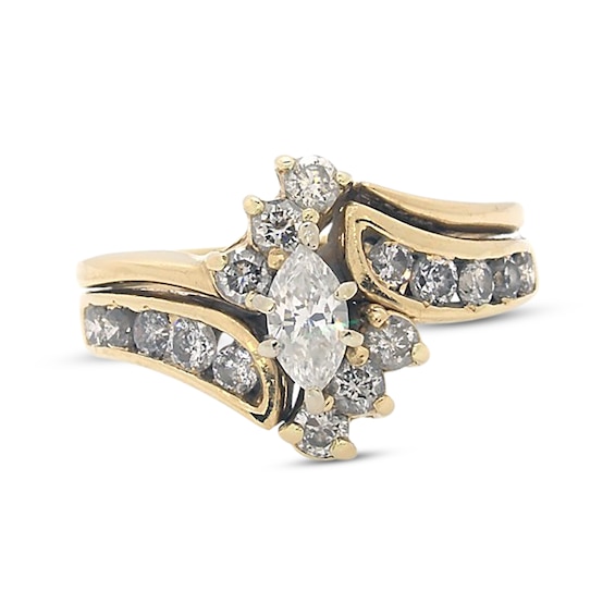 Previously Owned Marquise-Cut Diamond Bridal Set 1-1/2 ct tw 14K Yellow Gold Size 8.25