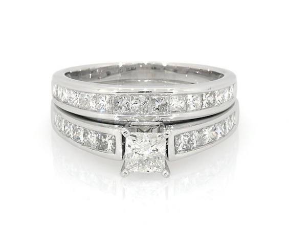 Previously Owned Princess-Cut Diamond Bridal Set ct tw 14K White Gold Size