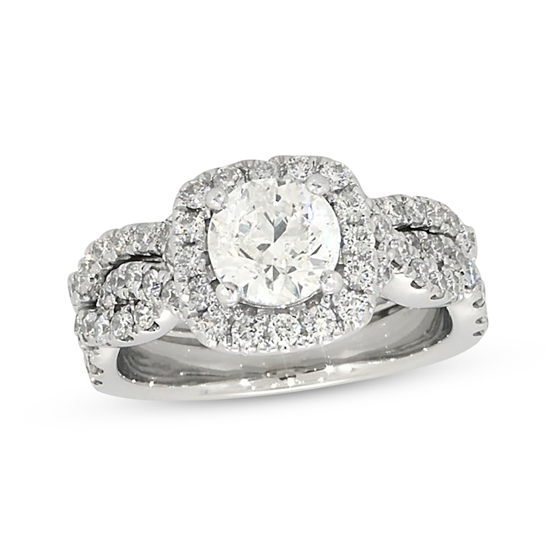 Main Image 1 of Previously Owned Round-Cut Diamond Soldered Bridal Set 1-3/4 ct tw 14K White Gold Size 5