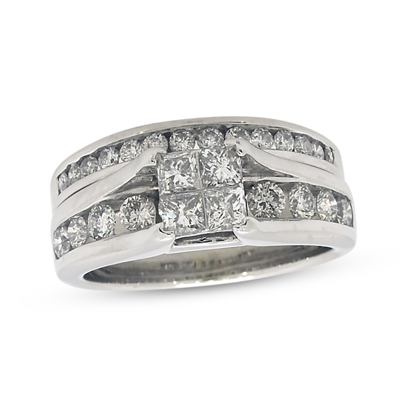 Main Image 1 of Previously Owned Princess-Cut Diamond Bridal Set 1 1/2 ct tw 14K White Gold Size 7