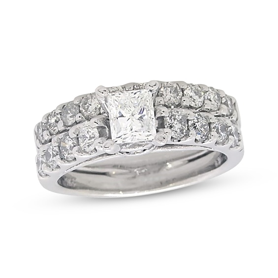 Previously Owned Princess-Cut Diamond Bridal Set 2 ct tw 14K White Gold 6.25