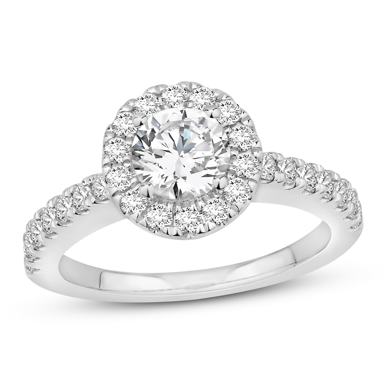 Main Image 1 of Previously Owned Diamond Engagement Ring 1-3/8 ct tw Round-cut 14K White Gold