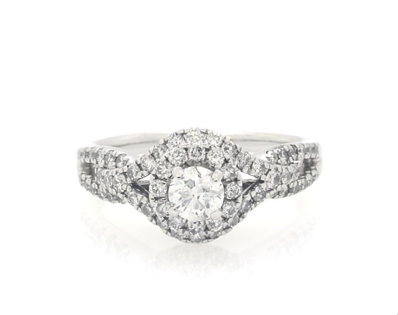 Main Image 1 of Previously Owned Diamond Engagement Ring 1 ct tw Round-cut 14K White Gold