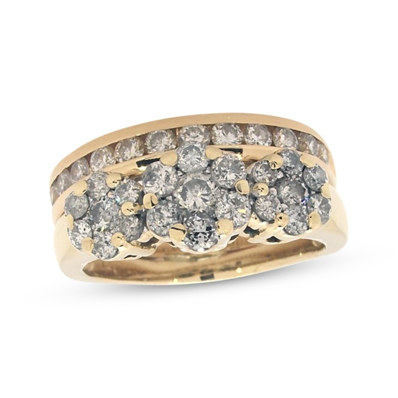 Main Image 1 of Previously Owned Round-Cut Diamond Flower Soldered Bridal Set 1-1/2 ct tw 14K Yellow Gold Size 6.75