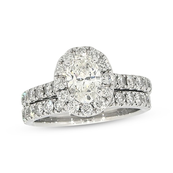 Previously Owned Neil Lane Oval-Cut Diamond Halo Bridal Set 2 ct tw 14K White Gold 6.75