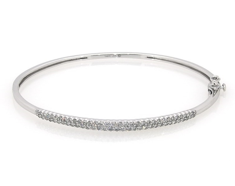 Previously Owned Diamond Bangle Bracelet 1 ct tw Round-cut 14K White Gold