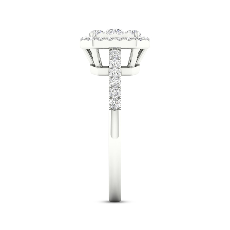 Main Image 3 of Previously Owned Multi-Diamond Center Octagon Frame Engagement Ring 1/2 ct tw 10K White Gold