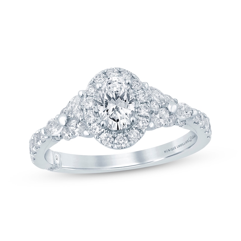 Main Image 1 of Previously Owned Monique Lhuillier Bliss Oval-Cut Diamond Engagement Ring 1-1/5 ct tw 18K White Gold