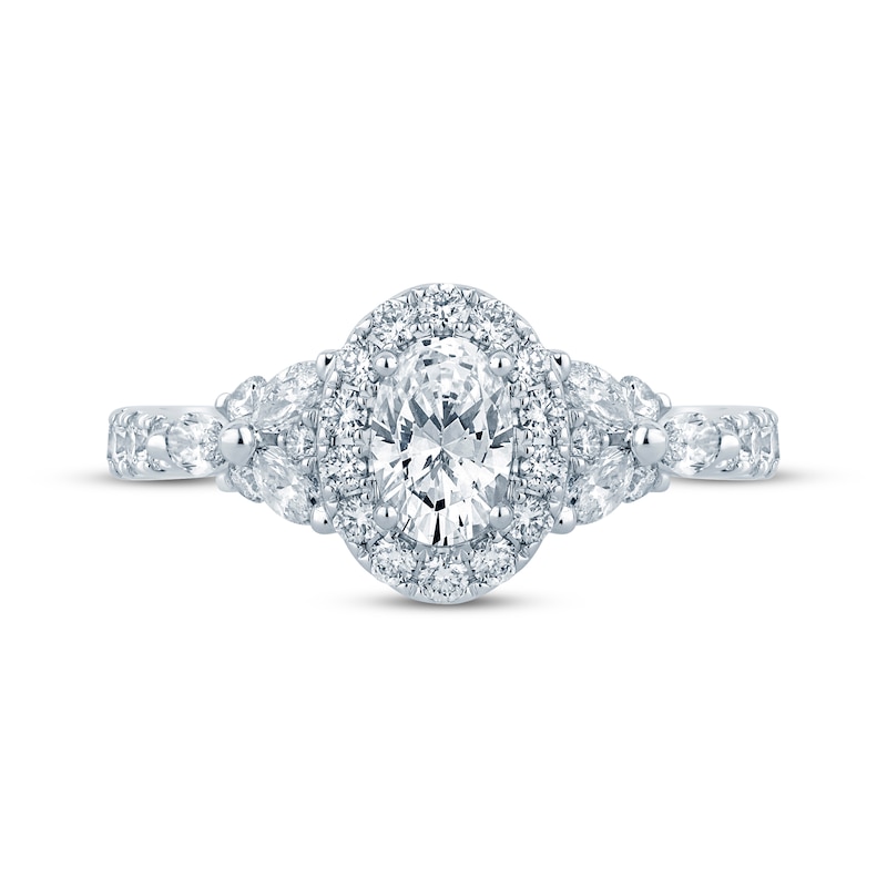 Main Image 4 of Previously Owned Monique Lhuillier Bliss Oval-Cut Diamond Engagement Ring 1-1/5 ct tw 18K White Gold