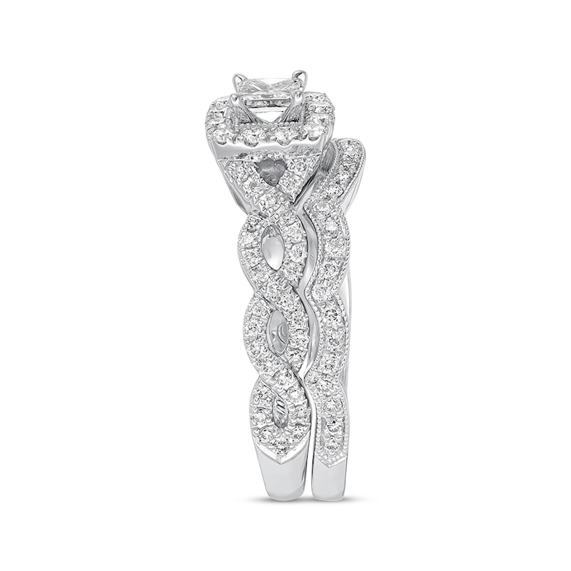 Main Image 2 of Previously Owned Neil Lane Princess-Cut Diamond Bridal Set 7/8 ct tw 14K White Gold Size 5