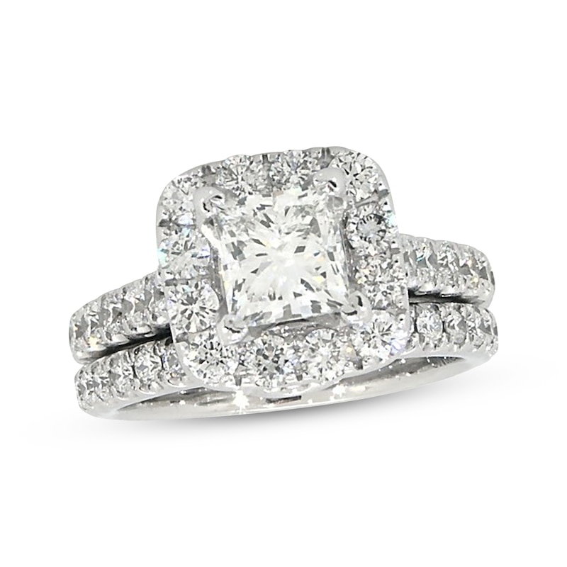 Main Image 1 of Previously Owned Neil Lane Princess-Cut Diamond Bridal Set 2-1/3 ct tw 14K White Gold Size 4.75