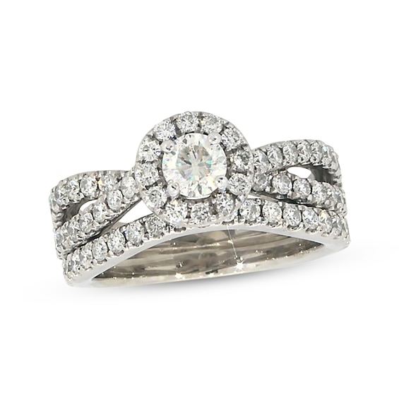 Previously Owned THE LEO First Light Diamond Bridal Set 1 ct tw 14K White Gold Size 4.75