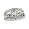 Thumbnail Image 1 of Previously Owned Round-Cut Diamond Crossover Soldered Bridal Set 1 ct tw 10K & 14K White Gold Size 6.5