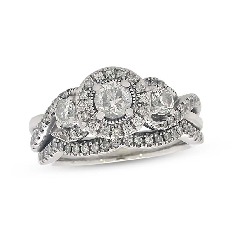 Main Image 1 of Previously Owned Diamond Bridal Set 1 ct tw Round-Cut 14K White Gold Size 6.5