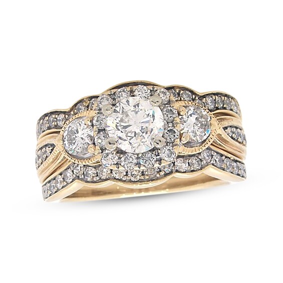 Previously Owned Diamond Bridal Set 1-1/3 ct tw Round-Cut 14K Yellow Gold Size 6.5