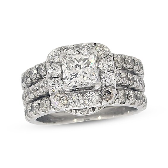 Previously Owned Neil Lane Princess-Cut Diamond Bridal Set 3-1/4 ct tw 14K White Gold Size 7.75