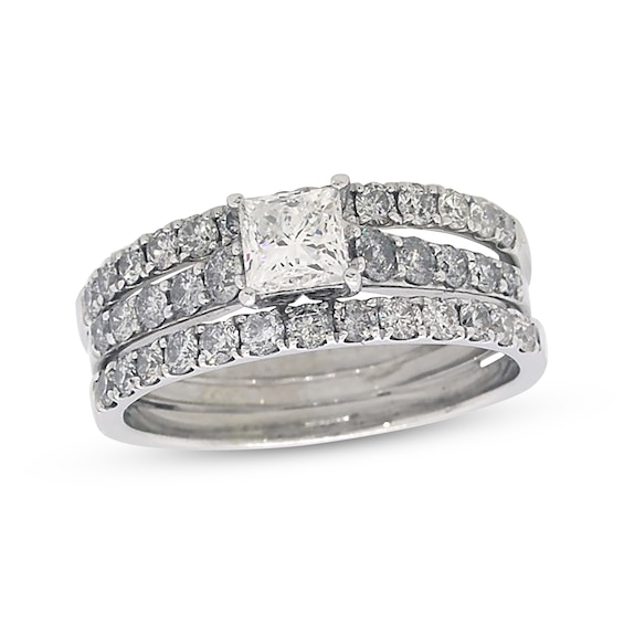 Previously Owned Princess-Cut Diamond Bridal Set 2-1/5 ct tw 14K White Gold 10