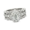 Thumbnail Image 1 of Previously Owned Certified Pear-Shaped Diamond Bridal Set 1-5/8 ct tw 14K White Gold (I/SI2) Size 4.75