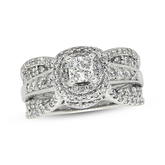Previously Owned Princess-Cut Diamond Bridal Set 1-1/4 ct tw 14K White Gold Size 5