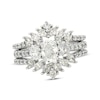 Thumbnail Image 1 of Previously Owned Oval-Cut Three-Stone Diamond Bridal Set 1-3/4 ct tw 14K White Gold Size 5.5