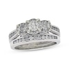 Thumbnail Image 1 of Previously Owned Three-Stone Diamond Bridal Set 1-1/8 ct tw Round-Cut 10K White Gold Size 7