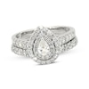 Thumbnail Image 1 of Previously Owned Pear-Shaped Diamond Double Halo Bridal Set 1-1/2 ct tw 14K White Gold Size 5.25