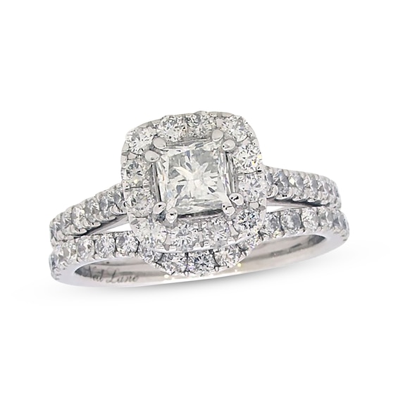 Previously Owned Neil Lane Princess-Cut Diamond Halo Bridal Set 1-7/8 ct tw 14K White Gold Size 6