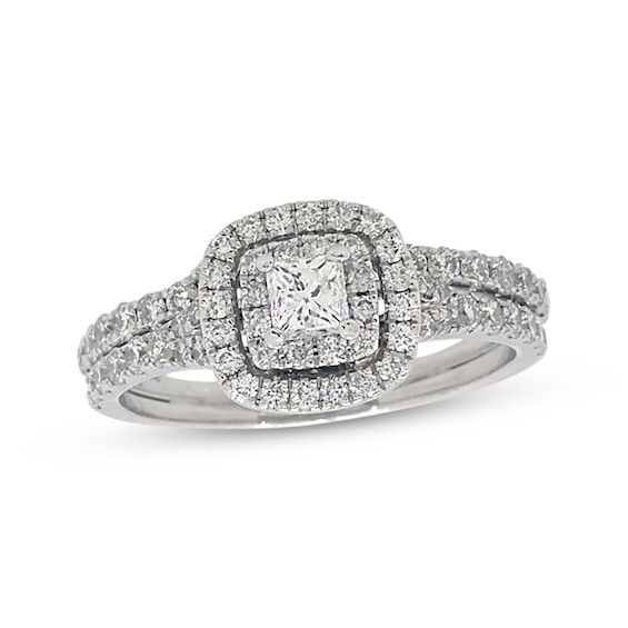 Previously Owned Neil Lane Princess-Cut Diamond Halo Bridal Set -/ ct tw 14K White Gold Size