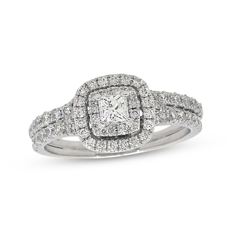 Previously Owned Neil Lane Princess-Cut Diamond Halo Bridal Set 1-1/3 ...