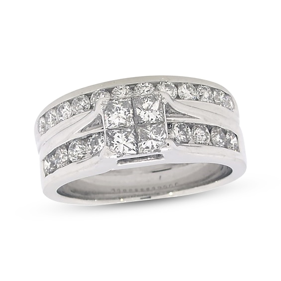 Previously Owned Princess-Cut Quad Diamond Bridal Set 1-3/4 ct tw 14K White Gold Size 7.75