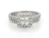 Thumbnail Image 1 of Previously Owned Princess-Cut Quad Diamond Bridal Set 1-1/8 ct tw 14K & 10K White Gold Size 6.25