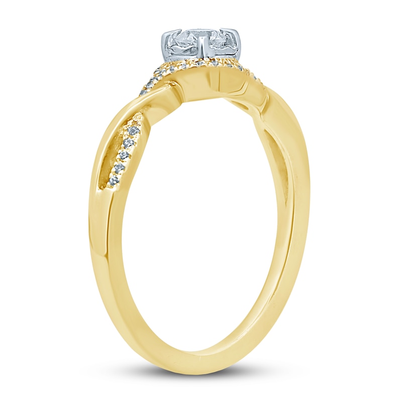 Main Image 2 of Previously Owned Diamond Engagement Ring 1/4 ct tw Round-Cut 10K Two-Tone Gold Size 6