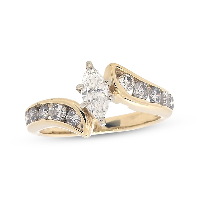 Main Image 1 of Previously Owned Marquise-Cut Diamond Bridal Set 1-1/2 ct tw 14K Yellow Gold Size 8.25