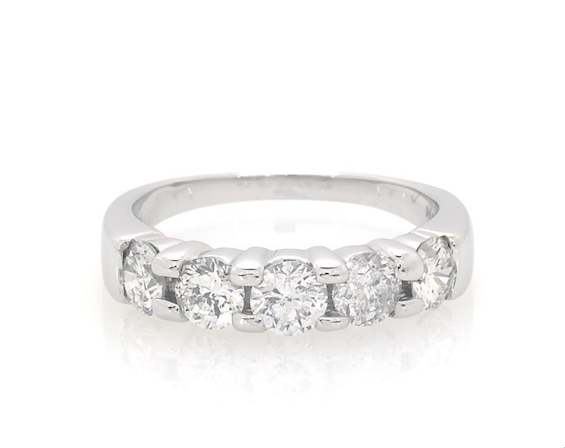 Previously Owned Five-Stone Diamond Anniversary Ring 1 ct tw 14K White Gold