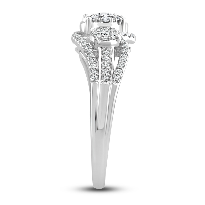 Main Image 2 of Previously Owned Three-Stone Diamond Fashion Ring 1/2 ct tw Round-cut 10K White Gold