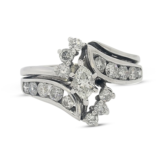 Previously Owned Marquise-Cut Diamond Bridal Set 1 ct tw 14K White Gold Size 5.25