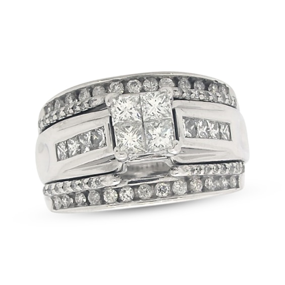 Previously Owned Princess-Cut Quad Diamond Bridal Set 1-1/2 ct tw 14K White Gold 8