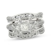 Thumbnail Image 1 of Previously Owned Princess-Cut Diamond Three-Stone Bridal Set 1-7/8 ct tw 14K White Gold Size 5.75