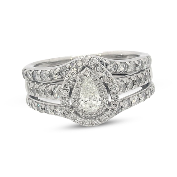 Previously Owned Pear-Shaped Diamond Bridal Set 1 ct tw 14K White Gold Size 5