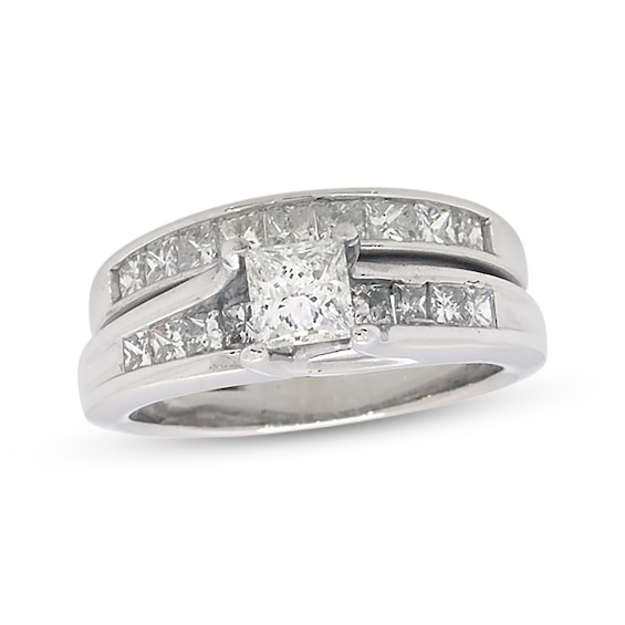 Previously Owned Princess-Cut Diamond Bridal Set 1-1/4 ct tw 14K White Gold 5