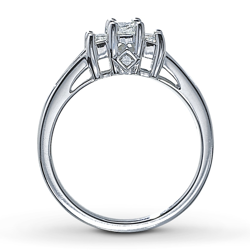 Main Image 2 of Previously Owned Three-Stone Diamond Ring 1/2 ct tw Princess-Cut 14K White Gold