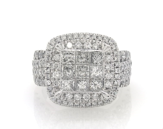 Previously Owned Diamond Engagement Ring 3 ct tw Princess & Round 10K White Gold