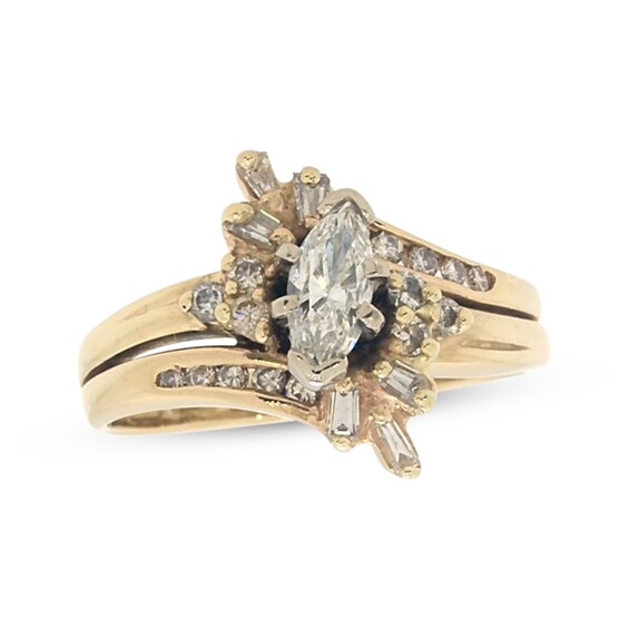 Previously Owned Marquise-Cut Diamond Bridal Set 3/4 ct tw 14K Yellow Gold Size 6.5